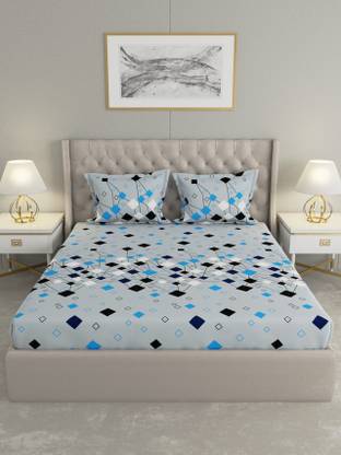 Raymond Home 110 TC Microfiber Double Geometric Flat Bedsheet