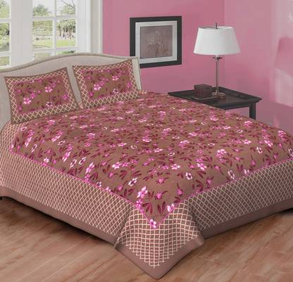 SIZAR 104 TC Cotton Double Jaipuri Prints Flat Bedsheet