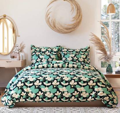 vjk fab 250 TC Cotton King Printed Fitted (Elastic) Bedsheet