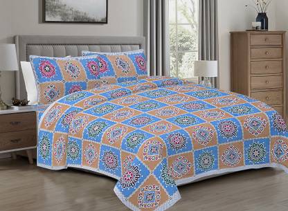 Satrangifeel Cotton King Flat 180 TC Jaipuri Prints Bedsheet