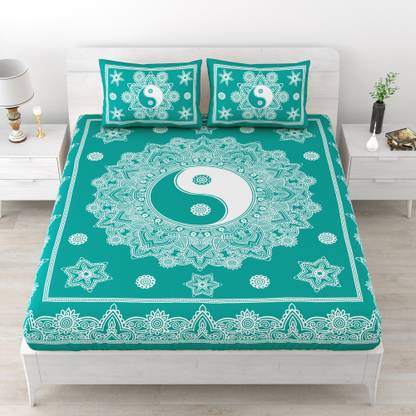 Mandakini Cotton Double Flat 144 TC Jaipuri Prints Bedsheet