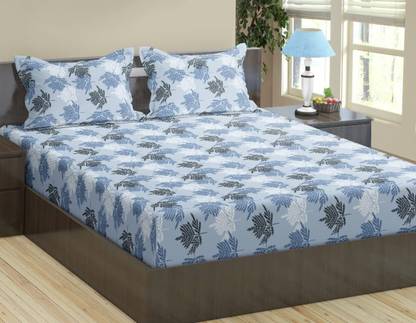 Trance Home Linen Cotton Queen Flat 144 TC Printed Bedsheet