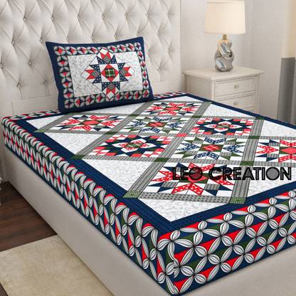 Leo Creation Cotton Single Flat 144 TC Jaipuri Prints Bedsheet