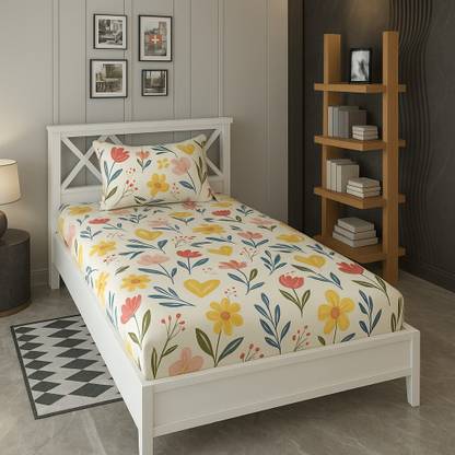 Shivi Creation Cotton Single Flat 170 TC Printed Bedsheet