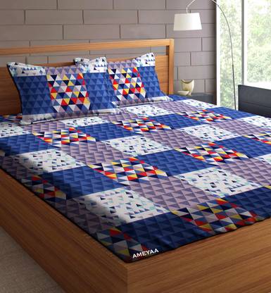 KARIDH 210 TC Cotton Double Printed Fitted (Elastic) Bedsheet