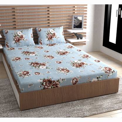 METRO LIVING Microfiber Double Flat 160 TC Floral Bedsheet