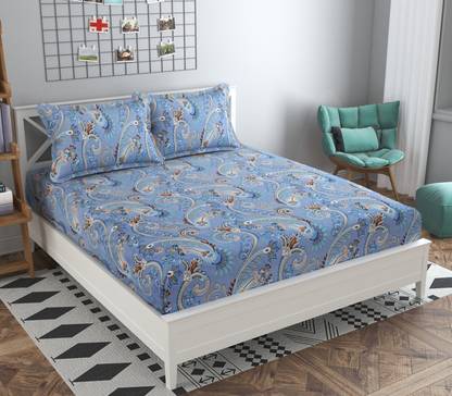 Prosseya 170 TC Cotton Double Checkered Fitted (Elastic) Bedsheet