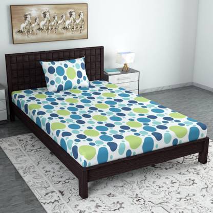 Divine Casa 144 TC Cotton Single Floral Flat Bedsheet