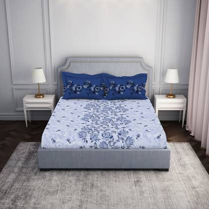 SPACES 144 TC Cotton Double Abstract Flat Bedsheet