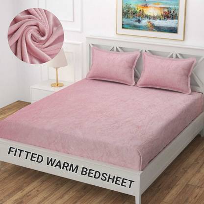Brand Roots 400 TC Velvet Double Solid Fitted (Elastic) Bedsheet