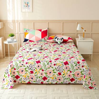 Story@home 180 TC Microfiber Double Printed Flat Bedsheet