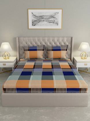 Raymond Home Microfiber Double Flat 100 TC Geometric Bedsheet