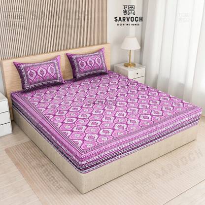 SARVOCH 144 TC Cotton Double Jaipuri Prints Flat Bedsheet