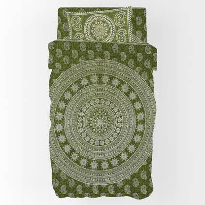 Leo Creation Cotton Single Flat 144 TC Jaipuri Prints Bedsheet