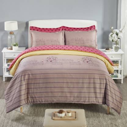 MYTRIDENT Cotton King Flat 210 TC Jaipuri Prints Bedsheet