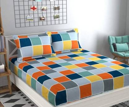 mahesh 180 TC Cotton Double Printed Flat Bedsheet