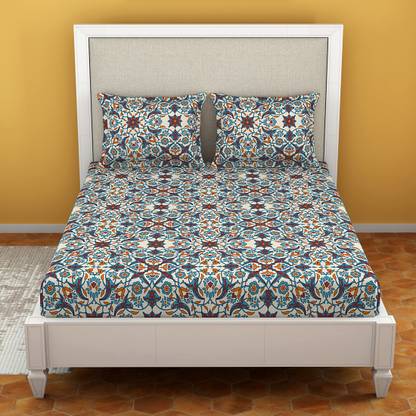 Welspun Microfiber Double Flat 120 TC Geometric Bedsheet