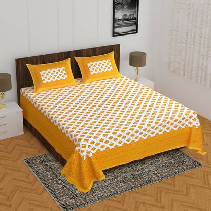 BADGUJAR Cotton Double Flat 260 TC Checkered Bedsheet