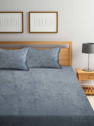 Klotthe 300 TC Woolen King Solid Flat Bedsheet