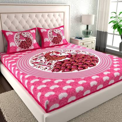 LA VERNE Cotton Double Flat 144 TC Paisley Bedsheet