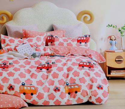 vjk fab 200 TC Polycotton Queen Printed Flat Bedsheet