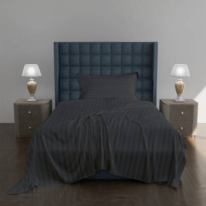 AVI 300 TC Cotton Single Striped Flat Bedsheet