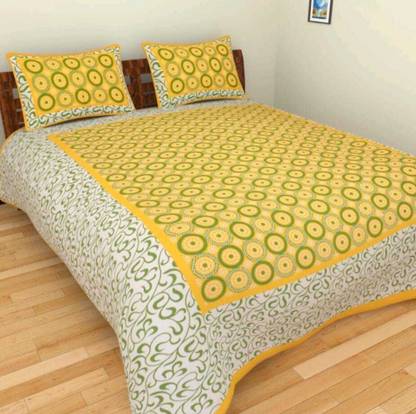 ARYAN 240 TC Cotton Double Jaipuri Prints Flat Bedsheet