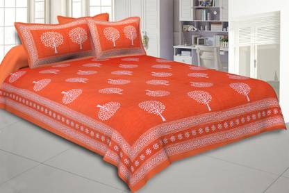 JAIPUR COTEX 120 TC Cotton Double Jaipuri Prints Flat Bedsheet