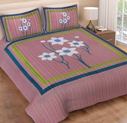 saada 210 TC Cotton Double Jaipuri Prints Flat Bedsheet