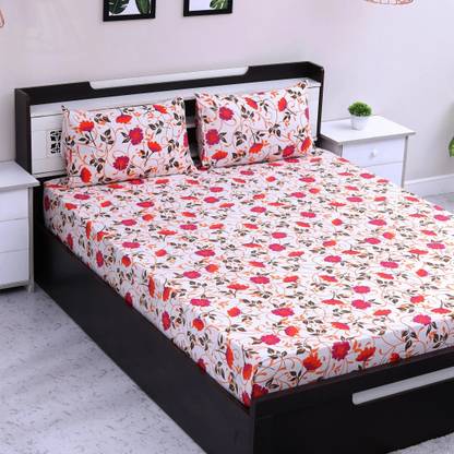 Flipkart SmartBuy 104 TC Cotton Double Floral Flat Bedsheet