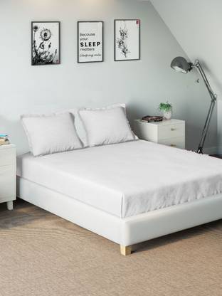 SLEEPING OWLS Cotton King Flat 210 TC Solid Bedsheet