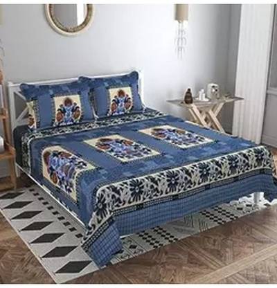 Decoreio Woolen Double Flat 210 TC Printed Bedsheet
