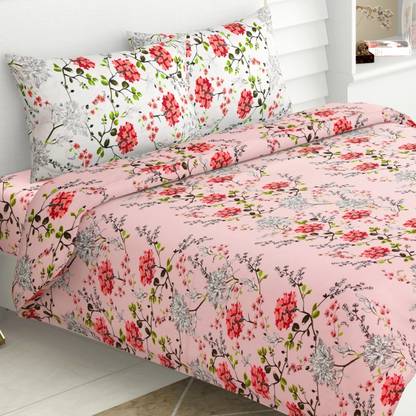 haus & kinder Cotton Double Flat 186 TC Floral Bedsheet