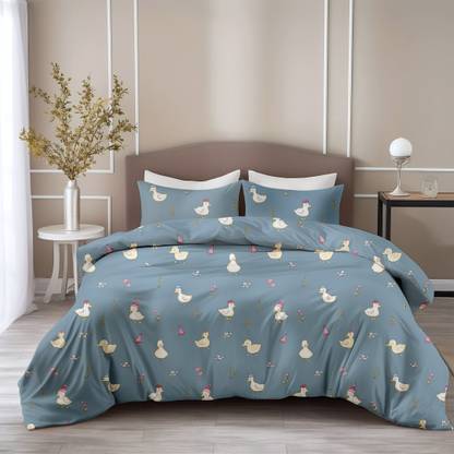 LORETO Cotton Double Flat 144 TC Printed Bedsheet