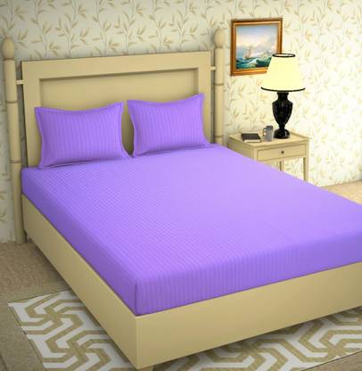 OICHY Microfiber Double Flat 280 TC Striped Bedsheet