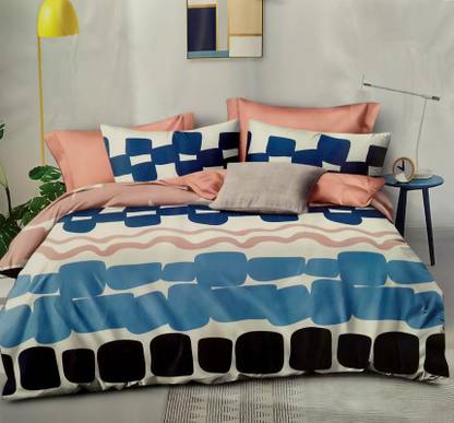CEERAT CREATIONS 120 TC Microfiber Double Abstract Flat Bedsheet