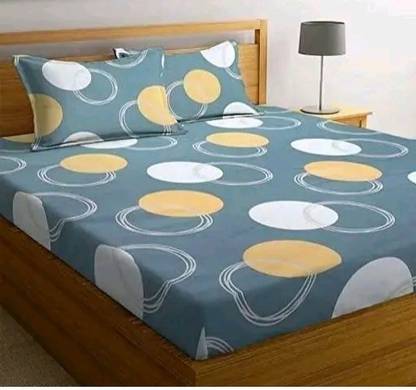 DecorDreams 350 TC Cotton Double Abstract Fitted (Elastic) Bedsheet