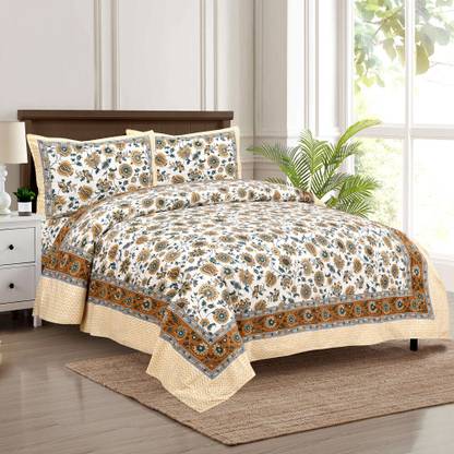 JAIPUR FABRIC Cotton Double Flat 180 TC Printed Bedsheet