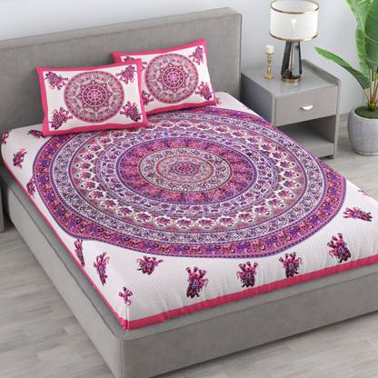 Flipkart SmartBuy 110 TC Cotton Double Printed Flat Bedsheet