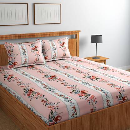 NCS Cotton Double Flat 300 TC Floral Bedsheet