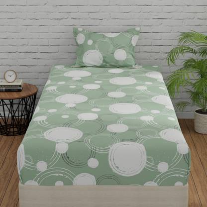 Huesland 144 TC Cotton Single Printed Flat Bedsheet