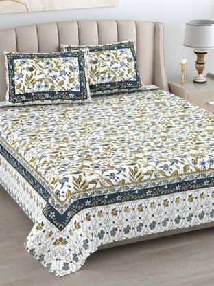 urban jaipur 300 TC Cotton Double Geometric Flat Bedsheet