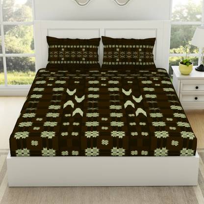 SPACES 144 TC Cotton King Printed Flat Bedsheet