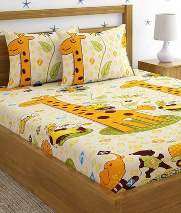 Rumps 220 TC Microfiber King Floral Fitted (Elastic) Bedsheet