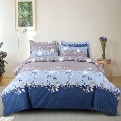 GAARVI HOMES 240 TC Cotton King Printed Fitted (Elastic) Bedsheet