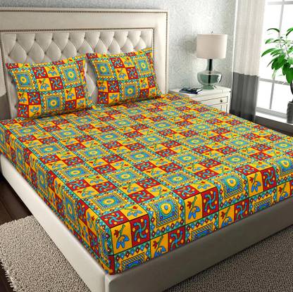VAS COLLECTIONS 160 TC Cotton Double Abstract Flat Bedsheet