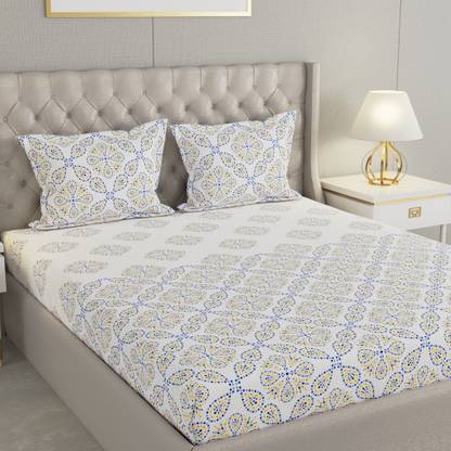 Raymond Home Cotton Super King Flat 200 TC Floral Bedsheet