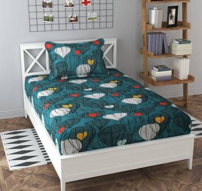 BeddingZone 144 TC Cotton Single Geometric Flat Bedsheet