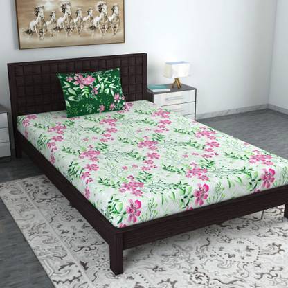 Divine Casa Cotton Single Flat 144 TC Floral Bedsheet