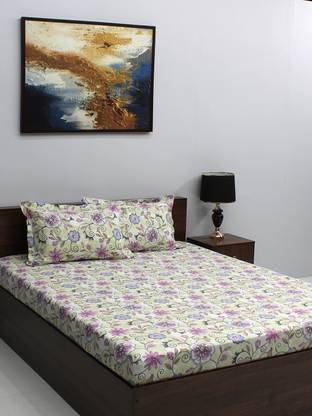 Bombay Dyeing Cotton Queen Flat 120 TC Floral Bedsheet